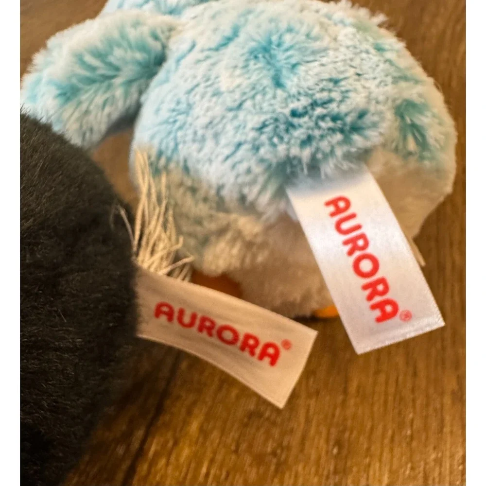 Aurora World Plush Penguin Lot Blue Pom Pom Rolly Pet Peewee Stuffed Animal Toys